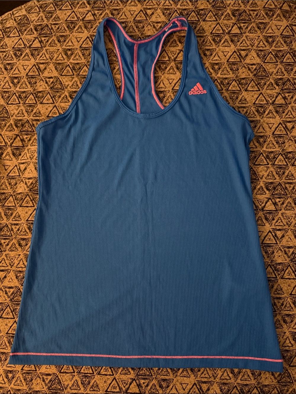 adidas Blue Racerback Tank Top with Pink Accents